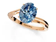 Solitaire Engagement Ring Setting for Fancy Blue Oval Center with Plain Bypass Twist Band and Prong Head in Rose Gold