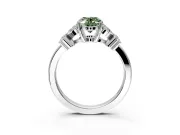 Floral Engagement Ring Setting for Fancy Green Oval Center with Marquise Cluster Shoulders and Prong Head in Platinum