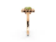 Cluster Halo Engagement Ring Setting for Fancy Yellow Cushion Cut Center with Milgrain Bezel Accents and Prong Head in Rose Gold