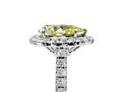 Halo Engagement Ring Setting for Fancy Yellow Pear-Shaped Center with Raised Halo, Pave Band and Prong Head in Platinum