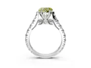 Solitaire Engagement Ring Setting for Fancy Yellow Heart-Shaped Center with Pave Cathedral Shoulders and Prong Head in Platinum