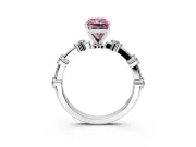 Solitaire Engagement Ring Setting for Fancy Pink Radiant Cut Center with Bezel Station Band and Prong Head in White Gold