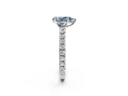 Solitaire Engagement Ring Setting for Fancy Blue Pear-Shaped Center with Large Accent Band and Prong Head in Platinum