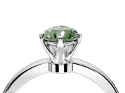 Solitaire Engagement Ring Setting for Fancy Green Pear-Shaped Center with Plain Band and Tulip Prong Head in Sterling Silver
