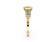 Cluster Engagement Ring Setting for Fancy Yellow Asscher Cut Center with 2-Row Shoulder Clusters and Prong Head in Yellow Gold