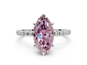 Solitaire Engagement Ring Setting for Fancy Pink Marquise Center with Fine Pave Narrow Band and Prong Head in Platinum