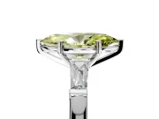 3 Stone Engagement Ring Setting for Fancy Yellow Marquise Center with Tapered Baguettes, Plain Band and Prong Head in White Gold