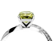 Side Accent Engagement Ring Setting for Fancy Yellow Emerald Cut Center with Accent Shoulders and Prong Head in Sterling Silver