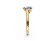 Solitaire Engagement Ring Setting for Fancy Blue Heart-Shaped Center with Cathedral Band and Prong Head in Yellow Gold