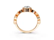 Milgrain Bezel Engagement Ring Setting for Oval Center with Marquise Stations and Bezel Head in Rose Gold