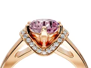 Solitaire Engagement Ring Setting for Fancy Pink Round Cut Center with Wide Band, Pave Collar and Prong Head in Rose Gold