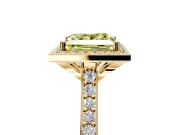 Halo Engagement Ring Setting for Fancy Yellow Princess Cut Center with Pave Accents, Heart Basket and Prong Head in Yellow Gold
