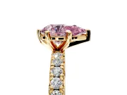 Solitaire Engagement Ring Setting for Fancy Pink Pear-Shaped Center with Shared-Prong Accents and Prong Head in Yellow Gold