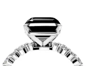 Solitaire Engagement Ring Setting for Fancy Black Asscher Cut Center with Alternating Size Accents and Prong Head in Platinum