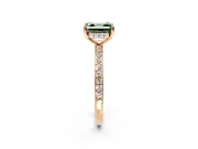 Solitaire Engagement Ring Setting for Fancy Green Asscher Cut Center with Fine Pave Band and Prong Head in Rose Gold