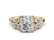 Floral Engagement Ring Setting for Radiant Cut Center with Marquise Cluster Shoulders and Prong Head in Yellow Gold