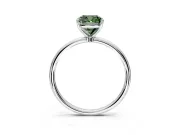 Solitaire Engagement Ring Setting for Fancy Green Cushion Cut Center with Straight Thin Band and Prong Head in Sterling Silver