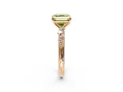 Cluster Engagement Ring Setting for Fancy Yellow Asscher Cut Center with Round Cut Accent Band and Prong Head in Rose Gold