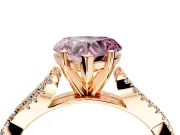 Solitaire Engagement Ring Setting for Fancy Pink Heart-Shaped Center with Twisted Pave Split Shank and Prong Head in Rose Gold