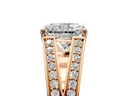 Split Shank Engagement Ring Setting for Radiant Cut Center with Pave Split Shank and Prong Head in Rose Gold