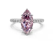 Solitaire Engagement Ring Setting for Fancy Pink Marquise Center with Fine Pave Band and Prong Head in Platinum