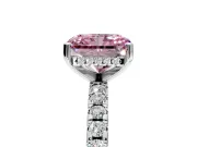 Solitaire Engagement Ring Setting for Fancy Pink Radiant Cut Center with Band of Accents and Prong Head in Platinum