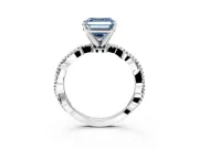 Solitaire Engagement Ring Setting for Fancy Blue Asscher Cut Center with Twist Band and Bead Prong Head in Sterling Silver