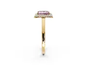 Halo Engagement Ring Setting for Fancy Pink Princess Cut Center with Plain Tapered Band and Prong Head in Yellow Gold