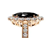 Halo Engagement Ring Setting for Fancy Black Marquise Center with Milgrain Channel Band and Prong Head in Rose Gold