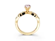 Solitaire Engagement Ring Setting for Fancy Pink Pear-Shaped Center with Criss-Cross Accent Band and Prong Head in Yellow Gold