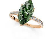 Solitaire Engagement Ring Setting for Fancy Green Marquise Center with Fine Pave Accents and Prong Head in Rose Gold