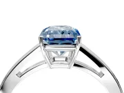 Solitaire Engagement Ring Setting for Fancy Blue Radiant Cut Center with Open Cathedral Shoulders and Prong Head in Sterling Silver