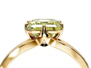 Solitaire Engagement Ring Setting for Fancy Yellow Asscher Cut Center with Plain Split Shank and Prong Head in Yellow Gold