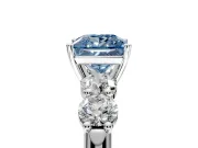 5 Stone Engagement Ring Setting for Fancy Blue Princess Cut Center with Graduated Accents and Prong Head in Platinum