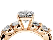 5 Stone Engagement Ring Setting for Cushion Cut Center with Graduated Accents and Prong Head in Rose Gold