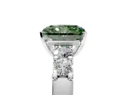 5 Stone Engagement Ring Setting for Fancy Green Radiant Cut Center with Plain Band and Prong Head in Platinum