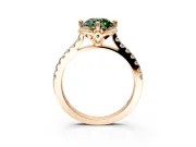 Floral Engagement Ring Setting for Fancy Green Round Cut Center with Pave Band and Floral Prong Head in Rose Gold