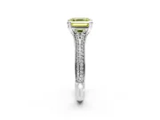 Solitaire Engagement Ring Setting for Fancy Yellow Asscher Cut Center with Pave Rail Split Shank and Prong Head in Sterling Silver