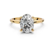 Minimalist Solitaire Engagement Ring Setting for Oval Center with Thin Band and Prong Head in Yellow Gold