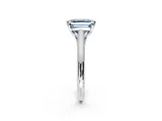 Solitaire Engagement Ring Setting for Fancy Blue Asscher Cut Center with Cathedral Band and Prong Head in Sterling Silver