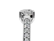 Solitaire Engagement Ring Setting for Cushion Cut Center with Pave Cathedral Band and Prong Head in White Gold