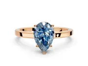Hidden Halo Engagement Ring Setting for Fancy Blue Pear-Shaped Center with Wide Flat Plain Band and Prong Head in Rose Gold