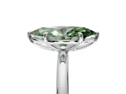 Low-Set Solitaire Engagement Ring Setting for Fancy Green Marquise Center with Thin Plain Band and Prong Head in Platinum