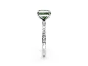 Solitaire Engagement Ring Setting for Fancy Green Princess Cut Center with Pave Accents and Prong Head in White Gold