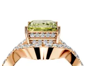 Halo Engagement Ring Setting for Fancy Yellow Princess Cut Center with Pave Infinity Twist Band and Prong Head in Rose Gold