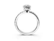 Solitaire Engagement Ring Setting for Radiant Cut Center with Large Accents and Prong Head in White Gold