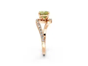 Solitaire Engagement Ring Setting for Fancy Yellow Cushion Cut Center with Pave Bypass Swirl Band and Prong Head in Rose Gold