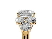 Cluster Engagement Ring Setting for Radiant Cut Center with Round Cut Accent Frame and Prong Head in Yellow Gold