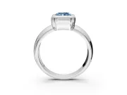 Solitaire Engagement Ring Setting for Fancy Blue Radiant Cut Center with Wide Band and Bezel Head in Sterling Silver
