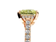 Solitaire Engagement Ring Setting for Fancy Yellow Radiant Cut Center with Widening Pave Band and Claw Prong Head in Rose Gold
